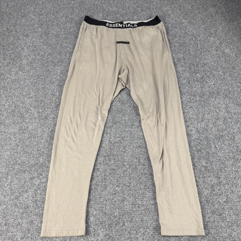 Fear of God Essentials Pants Mens Large Beige Lounge Skinny Fit Logo Sweatpants